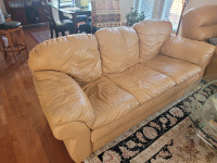 Tan genuine leather couch 