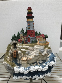 Large Tabletop Lighthouse & Village Water Fountain