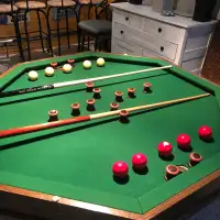 Bumper pool, poker table, dining table