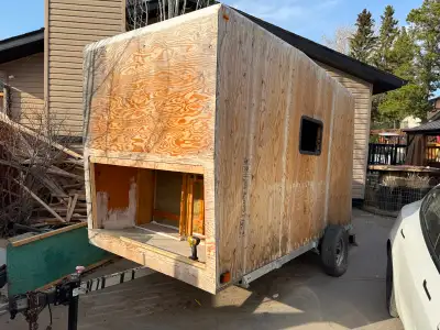 12' utility trailer used to haul quads now partly converted to a sleeper. Floor, walls, ceiling insu...