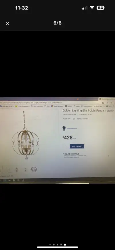 Golden Lighting Ella Pendant Light, View more