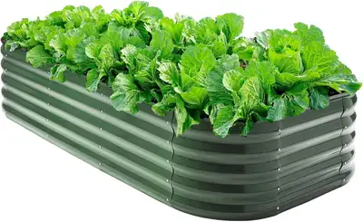 17" Galvanized Raised Garden Bed 8×2 ft, Oval Metal Planter for, View more