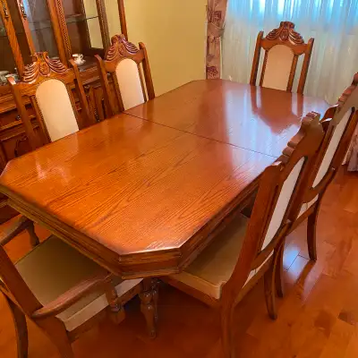 Large Wood Dining Table with 6 Chairs, View more