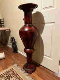 Tall floor red/black accent vase