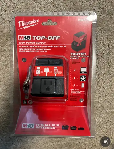 Brand new Milwaukee M18 top-off 175W power supply, View more