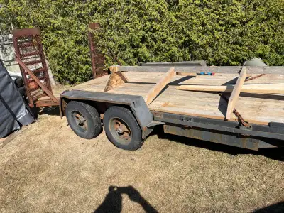 16 foot trailer with ramps 2- 5/16" ball or pintle hitch have both i