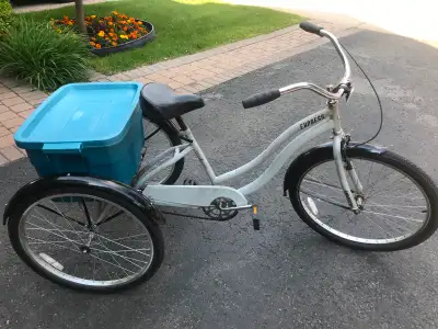Huffy tricycle 26" with a large cargo box, solid & comfortable, View more