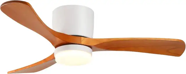 GESUM 42" Flush Mount Ceiling Fan with Lights3 Wood Blades in Indoor Lighting & Fans in Mississauga / Peel Region - Image 2