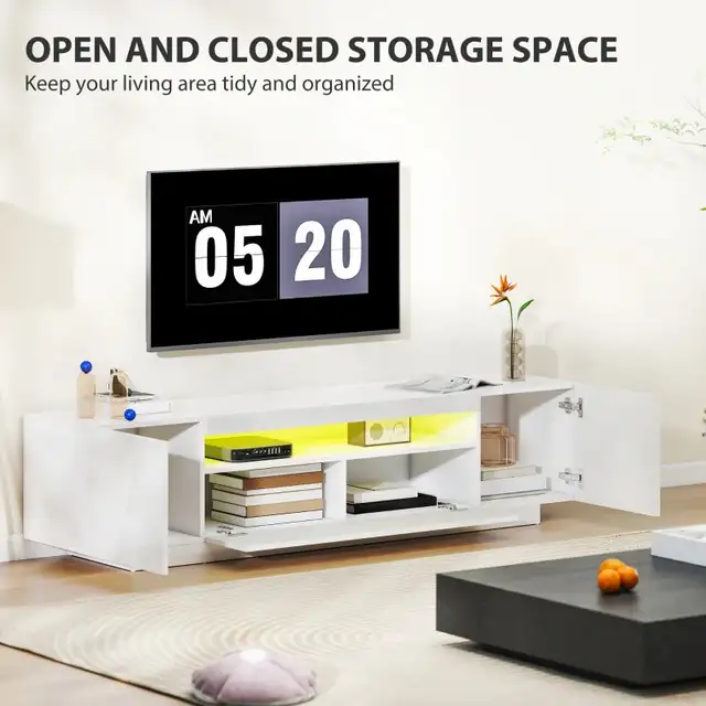 Entertainment Center with RGB LED Lights, TV Stand for 65-85 Inc in TV Tables & Entertainment Units in Markham / York Region - Image 6