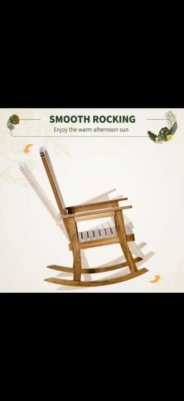 Wooden Rocking Chair, Fade-Resistant Patio Rocker Chair in Patio & Garden Furniture in Markham / York Region - Image 5