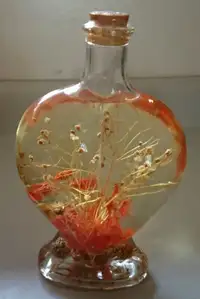 Vintage Heart Shaped Glass Bottle with Bath/Body/Massage Oil