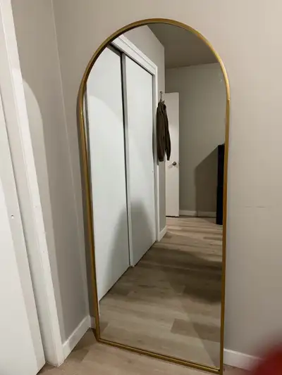 Oversized Gold Arched Full-Length Mirror, View more