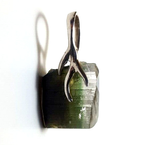 Green/White Tourmaline Terminated Cap Crystal Pendant in Jewellery & Watches in Sudbury