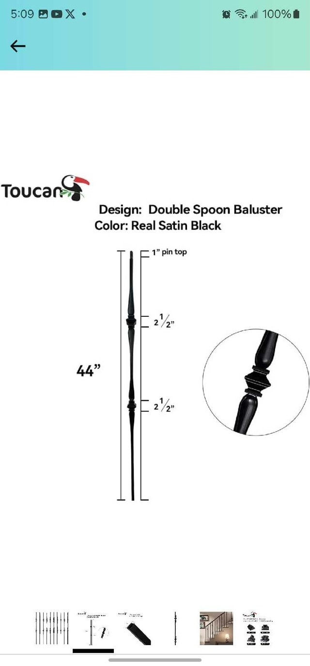 *BRAND NEW* TOUCAN Staircase Iron Balusters (Box of 10) Stair Pa in Other in Mississauga / Peel Region - Image 3