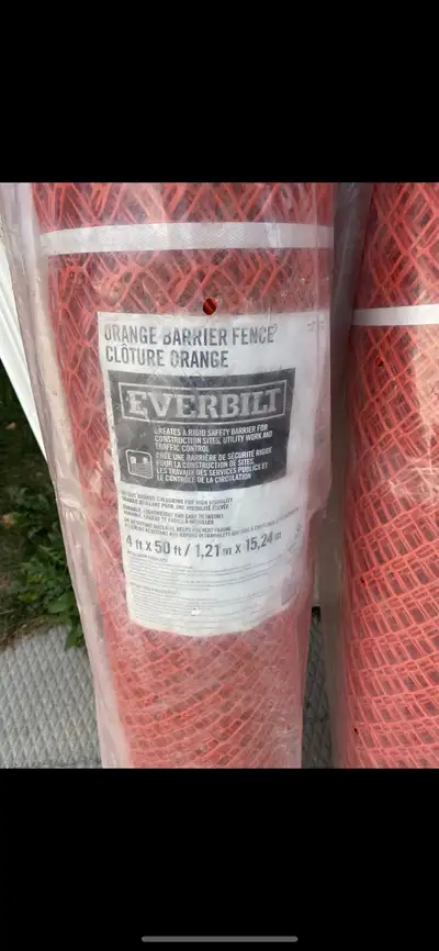 1 roll of orange barrier fence, 4 ft x 50 ft. New