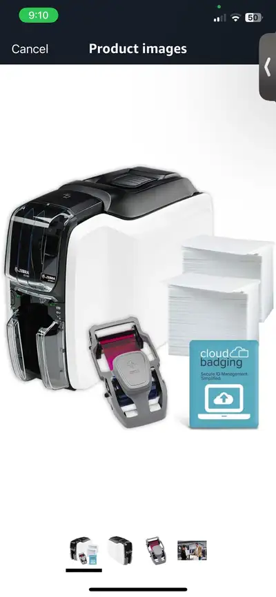 Zebra ZC100 LT ID Card Printer - Complete Supplies Package with , View more
