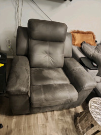 Grey microfiber recliner mint condition NO deals no discounts