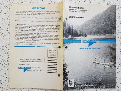 1974 Grumman Aluminum Canoe - Model 175K - With manual Grumco Lansdowne Ontario This Canoe is in Bay...
