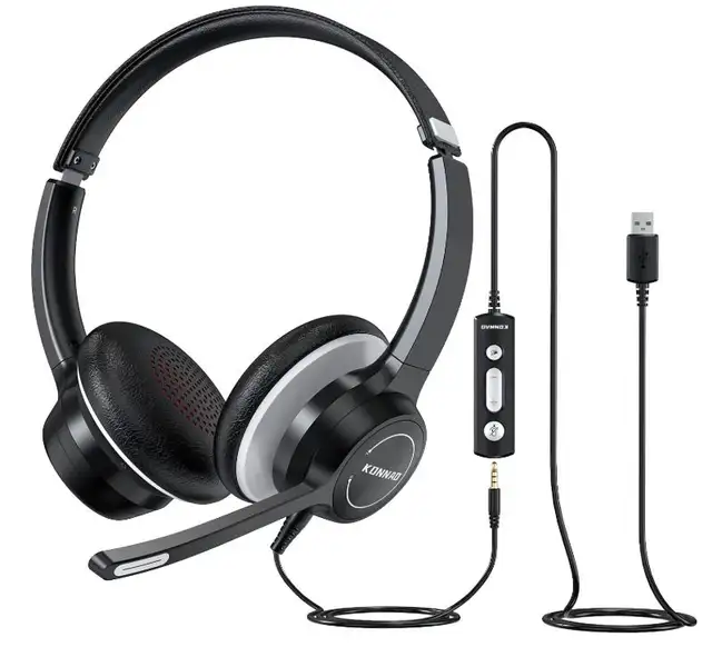 USB Headset with Microphone, 3.5mm Wired Computer Headsets with in Speakers, Headsets & Mics in Markham / York Region - Image 2