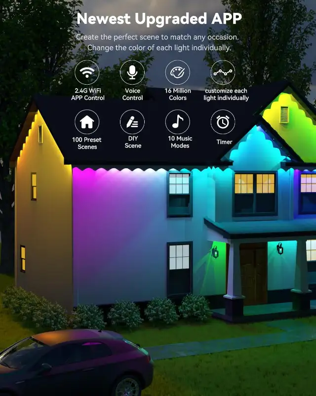 BNIB Permanent Outdoor Lights for House 100ft with 60 RGBCW LED in Outdoor Lighting in City of Toronto - Image 6