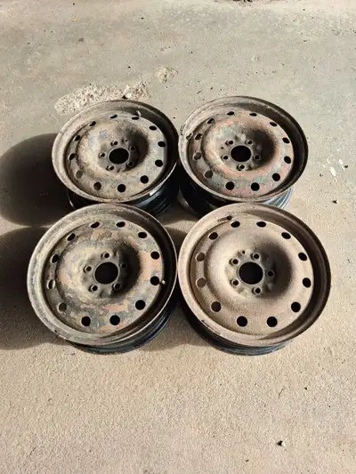 Selling as a set of 4. 16x6.5 steel rims. 5x114.3 bolt pattern. Fair shape. Was on a Camry, but fits...