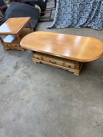 two end tables and one coffee table , can be a good project item, View more