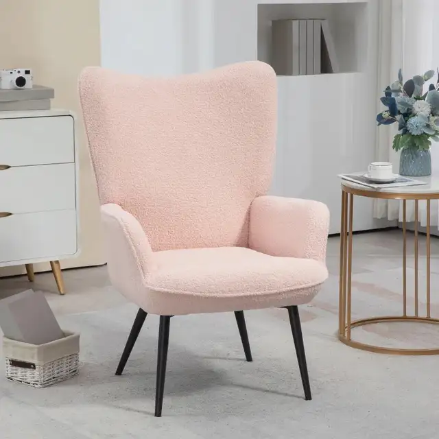 Accent Sherpa Chair, Upholstered Armchair, Fluffy Wingback Chair in Chairs & Recliners in Markham / York Region - Image 3