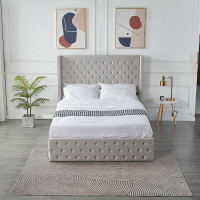 Queen Bed Frame with Storage Headboard