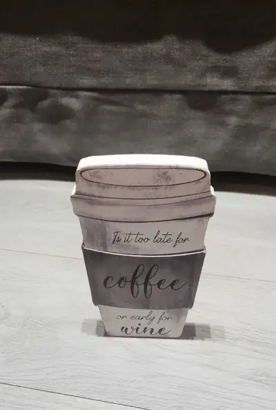 Is it too late for coffee or too early for wine wooden sign, View more