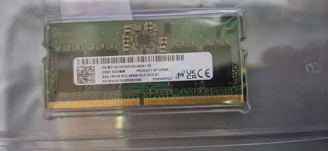 ⚡ Micron 8GB DDR5‐4800 SODIMM Laptop RAM | One Stick in Laptop Accessories in Mississauga / Peel Region - Image 2