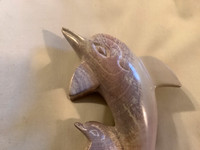Vintage Porcelain Dolphin and a Little One Sculpture
