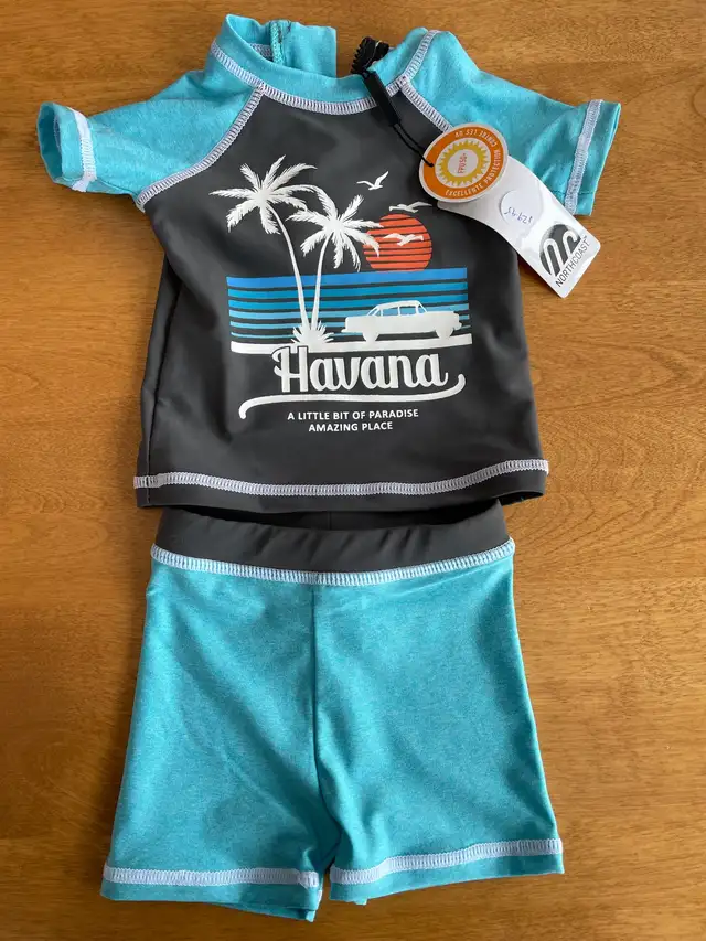 Baby boy 2pc swim suit, new, 0-3m in Clothing - 0-3 Months in Calgary - Image 2