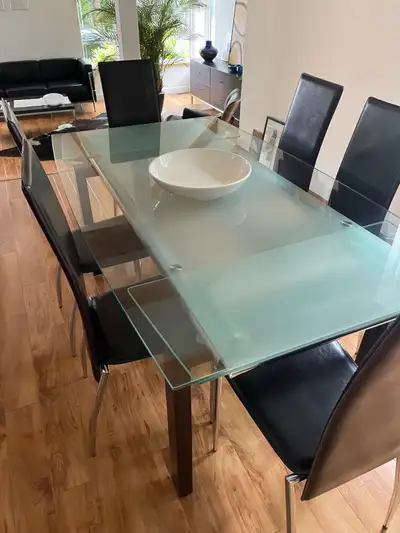 Contemporary dining table with 6 chairs, View more