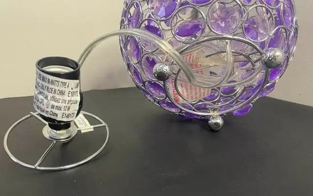 8" Chrome & Purple Crystal Ball Table Lamp – Brand New in Indoor Lighting & Fans in City of Toronto - Image 6