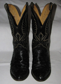 Mens Vntg Hondo Boots Full Quill Ostrich Cowboy Boots 10E RARE