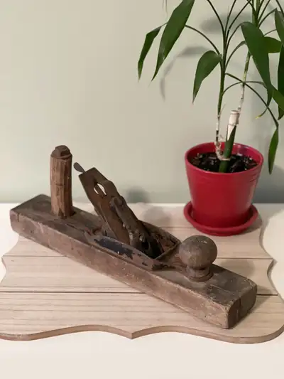 5 anciens outils d'ébéniste RABOT en BOIS varlope fin