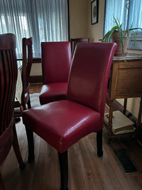 Red leather side chairs