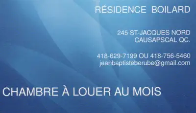 À CAUSAPSCAL, CO. LOCATION DE CHAMBRE AU MOIS SEULEMENT, POUR TRAVAILLEUR, ÉTUDIANT, RETRAITER AUTON...