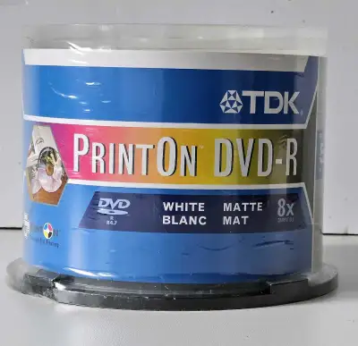 TDK DVD-R PRINT-ON White Matte 4.7 GB 50-Pack Blank Discs, View more