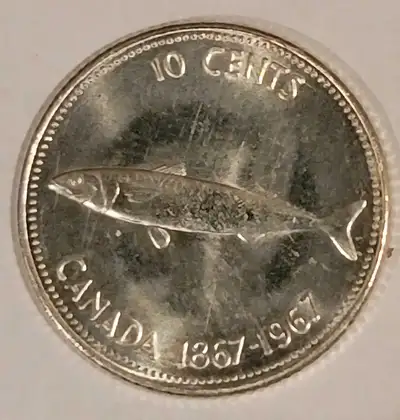 10 Cents Coin, 1967, Silver. Canadian., View more