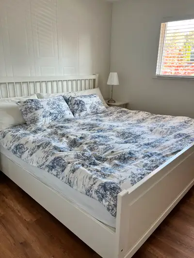 Ikea Hemnes King Bed Frame and Mattress, View more