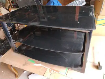 TV table, Glass 21W x 37L x 20H. Good Condition , View more