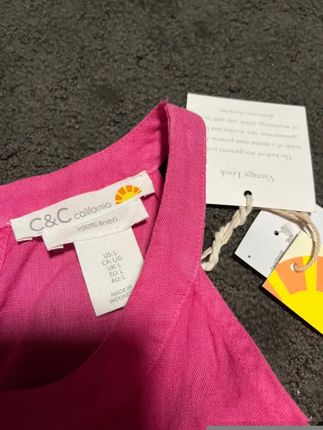Hot pink 100 % linen summer/ sun dress adult size lg in Women's - Dresses & Skirts in Kitchener / Waterloo - Image 3