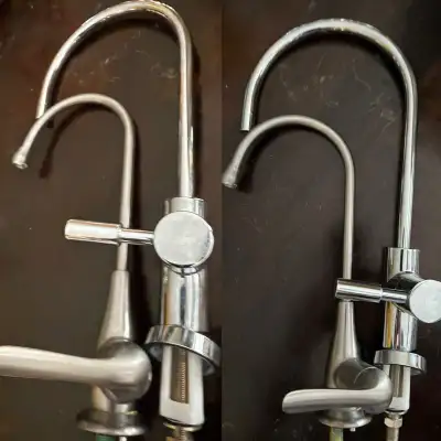 2 USED DRINKING WATER FAUCETS One Chrome , One Steel, View more