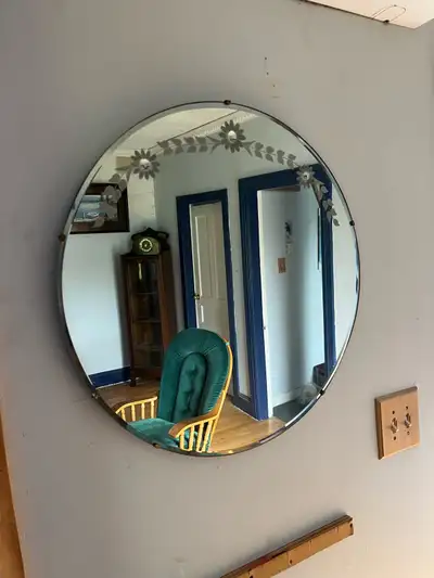 Vintage Floral Etched Round Wall Mirror, View more