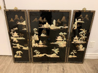 Oriental mother of pearl lacquered wall panels