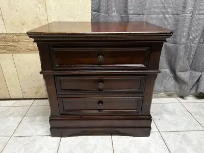 Dark Wood 3-Drawer Nightstand, View more