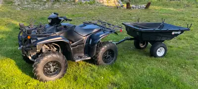 2020 Yamaha Kodiak 700 EPS Low kms, with extras: -upgraded aluminum skid plates -dump-box trailer -t...