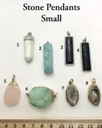 Small and medium stone and crystal pendants. 20 to chose from