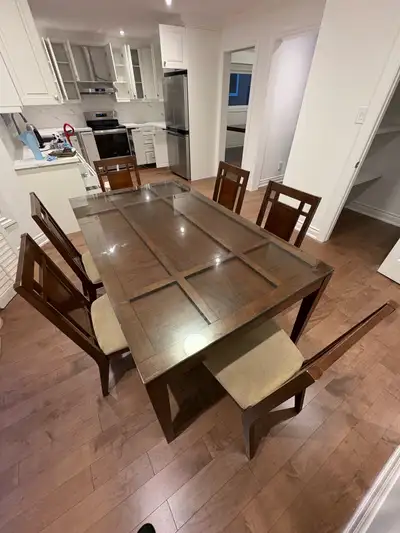 Wooden Glass Top Dining Table and 6 Chairs, View more